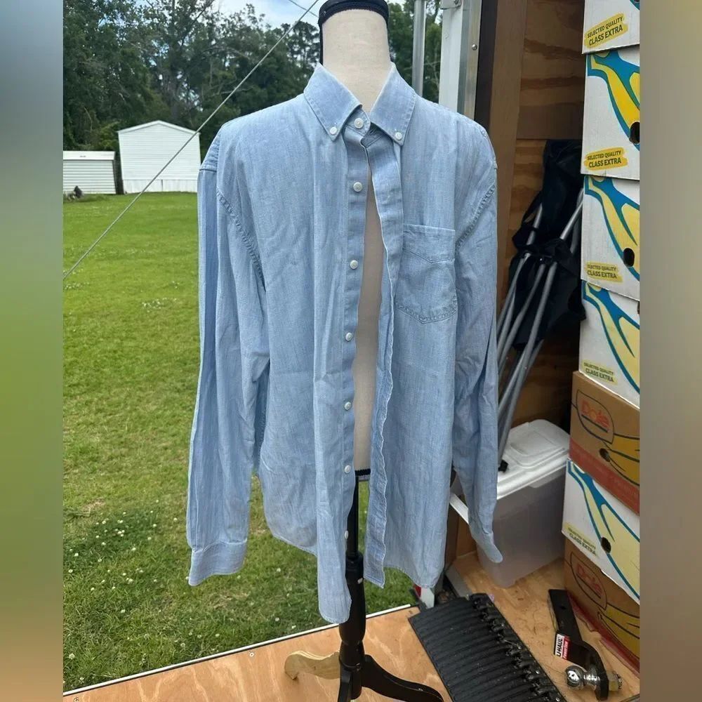 LL Bean Light Blue Denim Button-Up Shirt